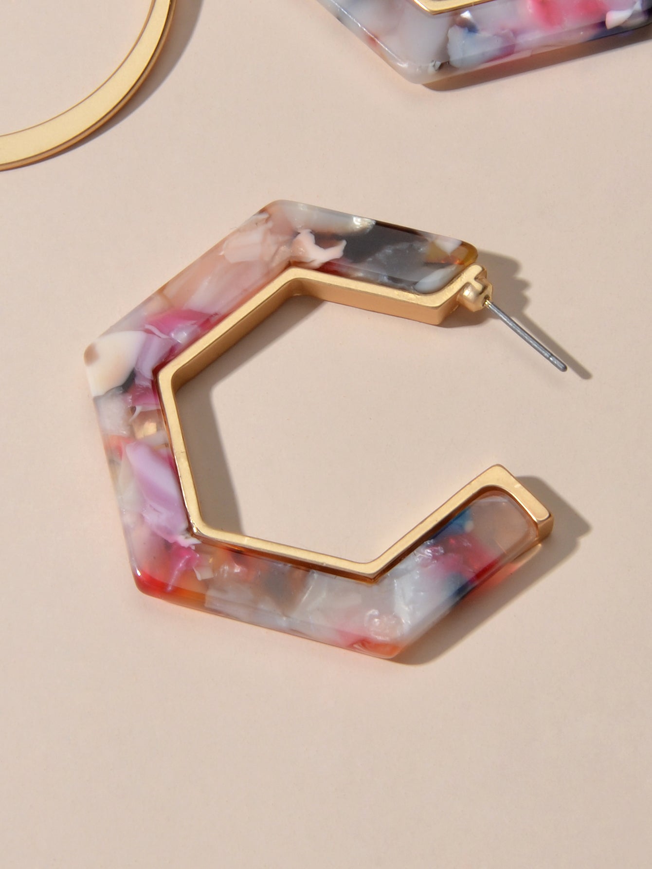 Boho Chic 2 pairs Multicolor Acrylic Square Circle Party Hoop Earrings