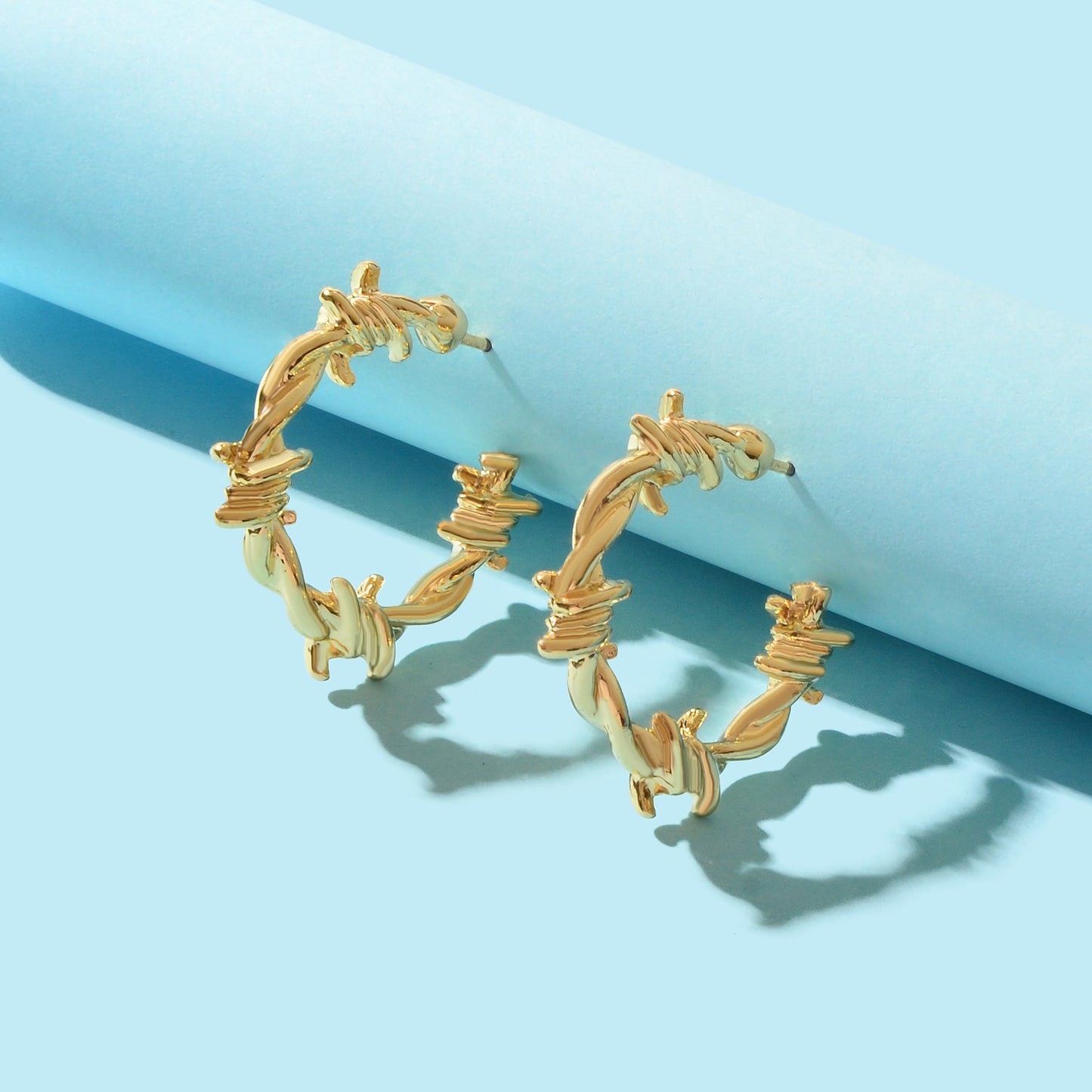 Gold Metal Geometric Small Hoop Earrings Women Accessories Ear Stud