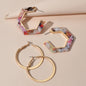 Boho Chic 2 pairs Multicolor Acrylic Square Circle Party Hoop Earrings