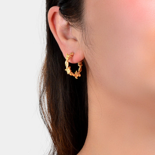 Gold Metal Geometric Small Hoop Earrings Women Accessories Ear Stud